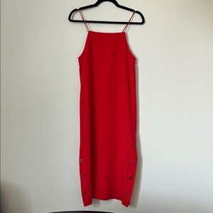 MONKI midi sleeveless tomato red dress sz small